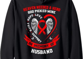 Red Ribbon Husband Heart Disease Awareness Products Memorial Zip Hoodie