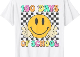 Retro 100 Days of School Smile Face Cute 100th Day of School T-Shirt