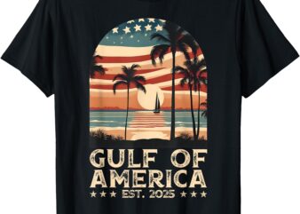 Retro Gulf Of USA America Est 2025 American Flag Gulf Mexico T-Shirt