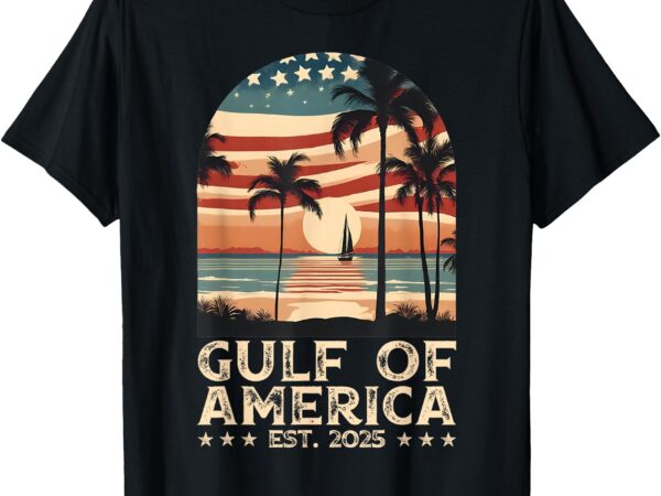 Retro gulf of usa america est 2025 american flag gulf mexico t-shirt