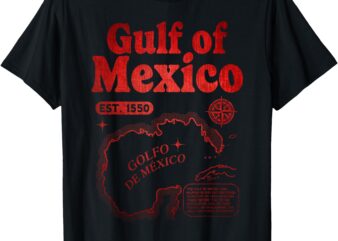 Retro Gulf of Mexico Since 1550 Historic Gulf of Mexico Map T-Shirt