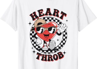 Retro Heart Throb Checkered Kid Preschool Boy Valentines Day T-Shirt