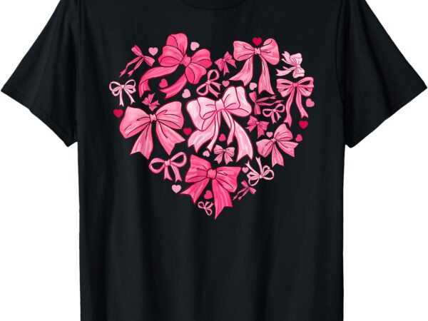 Retro pink coquette bow valentines day cute love heart girls t-shirt