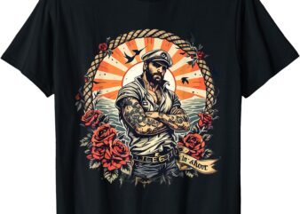 Retro Sailor Captain Anchor Vintage Nautical Art T-Shirt