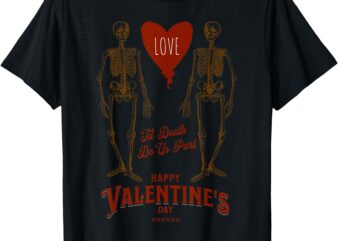 Retro Valentine Gothic Skeletons Couples Tee T-Shirt