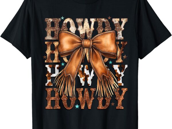 Retro western cowgirl howdy brown leather bow western mama t-shirt