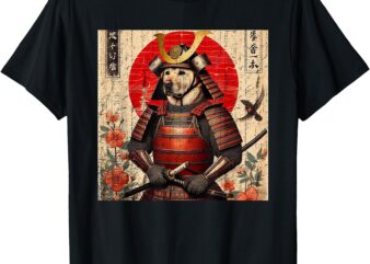 Samurai Labrador retro Japanese Art fan Dog Warrior ninja T-Shirt