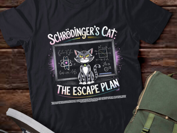 Schrödingers cat the escape plan funny science teacher pa89 t shirt template vector