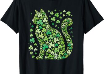 Shamrock Cat St Patricks Day Teens Girls Women Graphic T-Shirt