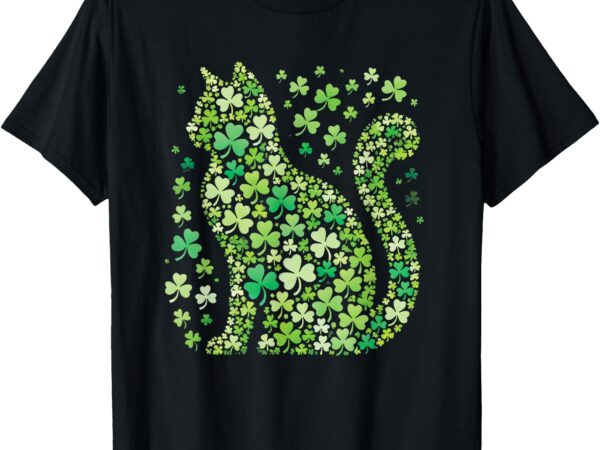 Shamrock cat st patricks day teens girls women graphic t-shirt