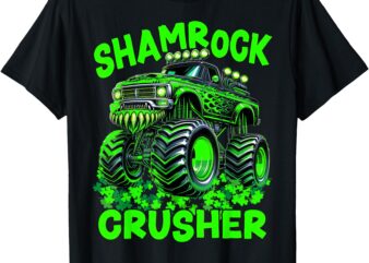 Shamrock Crusher Monster Truck St Patricks Day Boys T-Shirt