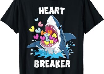 Shark Valentine’s Day Shark Heart Breaker Kids Girls Boys T-Shirt