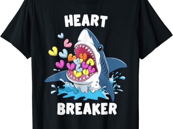 Shark valentine’s day shark heart breaker kids girls boys t-shirt