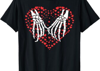 Skeletons Hand Valentines Couple Heart Bones Love Men Women T-Shirt