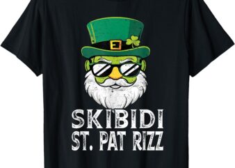 Skibidi Saint St Pat Rizz Funny St Patricks Day Leprechaun T-Shirt