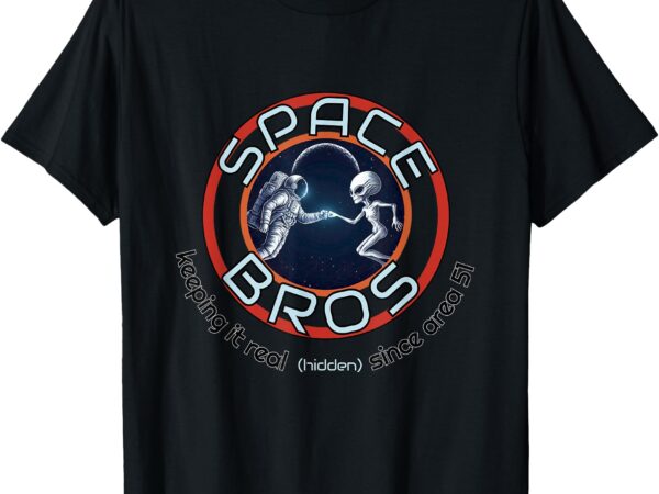 Space bros astronaut alien friendship t-shirt