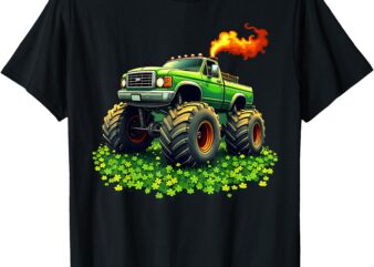 St Patricks Day Boys Kids Toddler Lucky Monster Truck T-Shirt