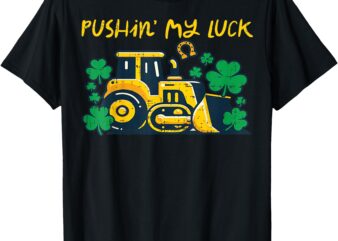 St Patricks Day Bulldozer Saint Paddys Construction Boys Kid T-Shirt