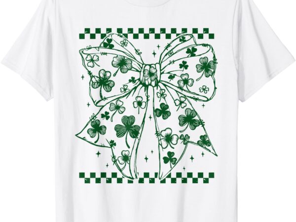 St patrick’s day coquette bow lucky shamrock irish bow women t-shirt