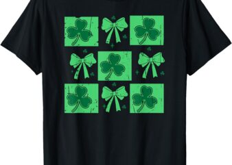 St Patrick’s Day Green Coquette Shamrock Clover Graphic T-Shirt