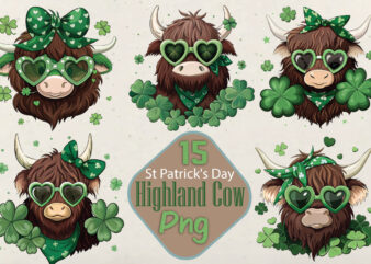 St Patrick’s Day Highland Cow T-shirt Bundle St Patrick’s Day Highland Cow PNG Bundle