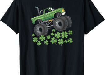 St Patricks Day Monster Truck Saint Pattys Boys Kids Toddler T-Shirt