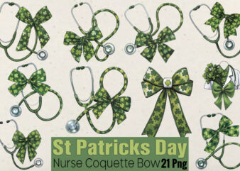 St patricks day nurse coquette bow t-shirt bundle st patricks day nurse coquette bow png bundle