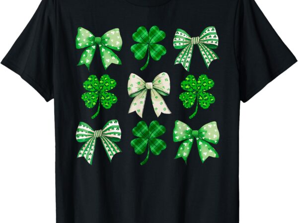 St patricks day shamrocks leopard coquette bow women girls t-shirt