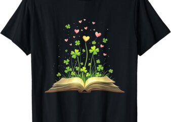 St Patricks Day book lover librarian core shamrock author T-Shirt