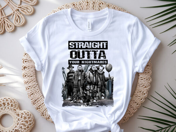 Straight outta nightmares creepy horror scary lb51 t shirt template vector