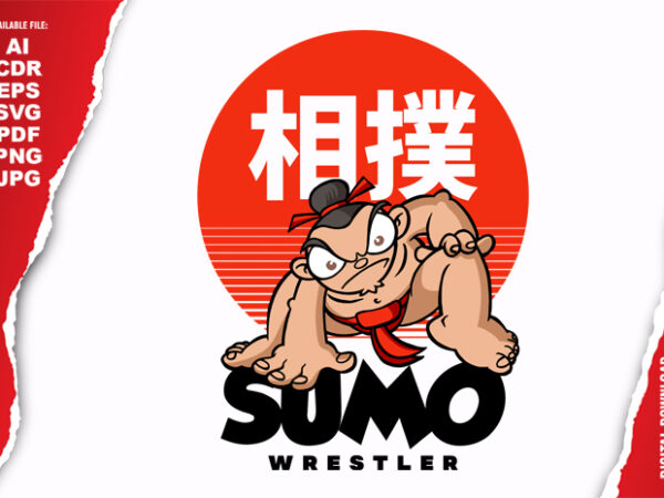 Sumo wrestler t shirt template vector