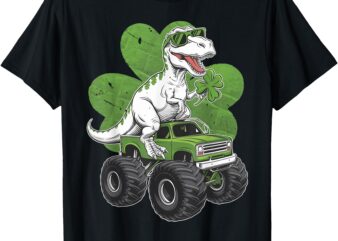 T Rex Dinosaur Monster Truck Clover St Patricks Day Boys Kid T-Shirt