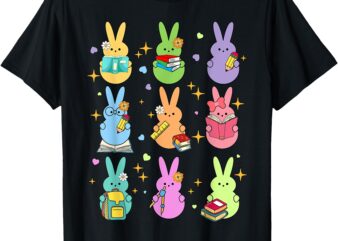 Teacher Easter Bunny Happy Easter Egg Groovy Students Kids T-Shirt