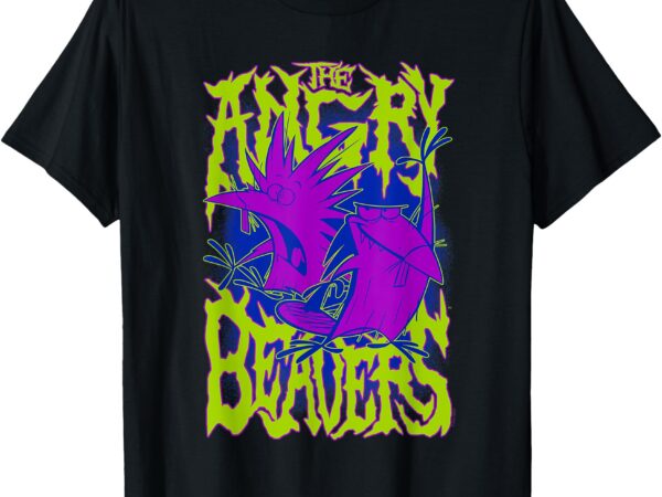 The angry beavers neon heavy metal cartoon t-shirt