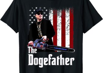 The Dogefather with Chainsaw USA Flag For Men Women T-Shirt