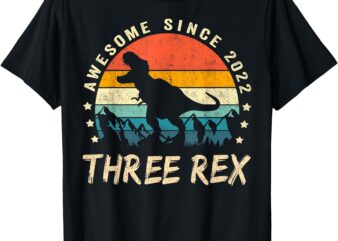 Three Rex 3rd Birthday Shirt Third Dinosaur 3 Year Old T-Shirt