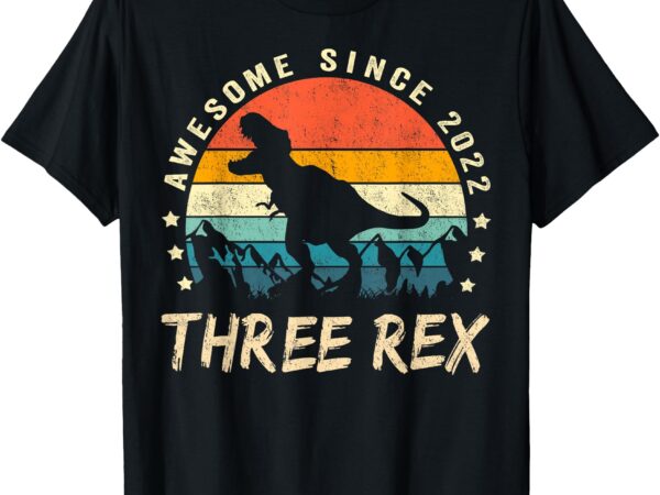 Three rex 3rd birthday shirt third dinosaur 3 year old t-shirt