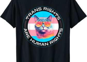 Trans Rights are Human Rights Transgender LGBTQ Pride Cat T-Shirt