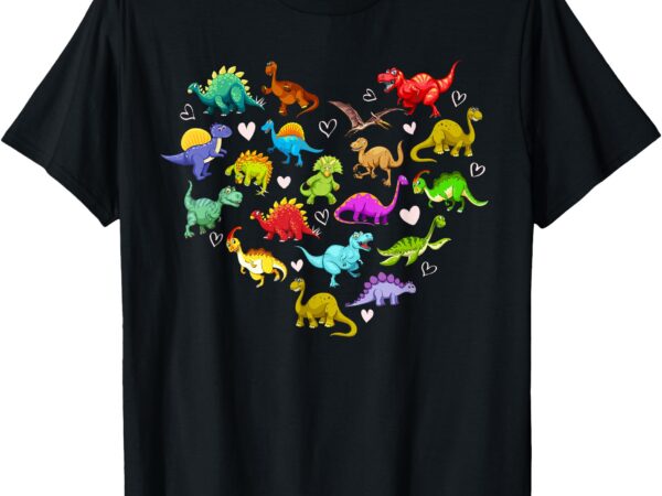 Trex valentines day dinosaur heart love dino boys girls kids t-shirt