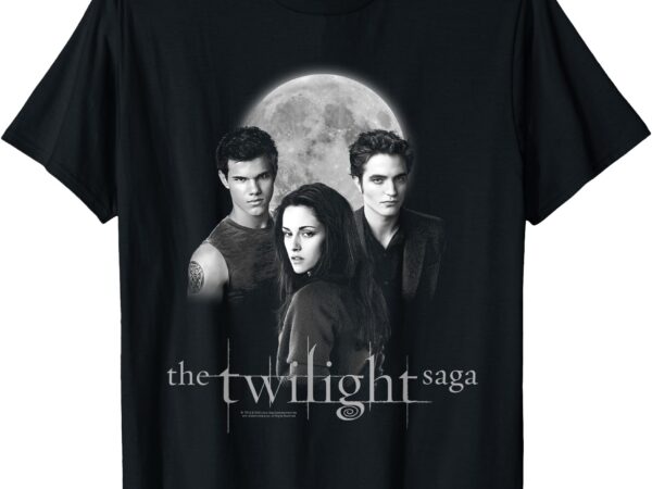 Twilight saga black & white photo jacob, bella, edward movie t-shirt