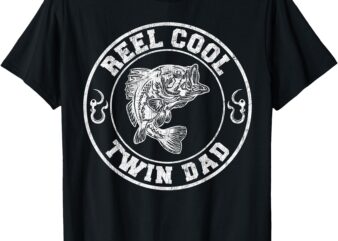 Twin Dad Fishing, Reel Cool Twin Dad Fisherman T-Shirt