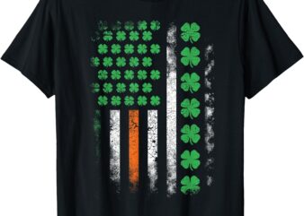 US American Flag With Shamrocks For St Patricks Day T-Shirt