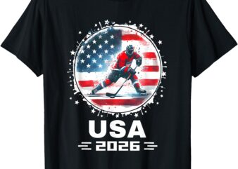 USA Team 2026 United States American Flag Hockey USA T-Shirt