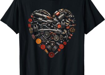 Valentine Fitness Weights & Gym Workout Heart Graphic T-Shirt