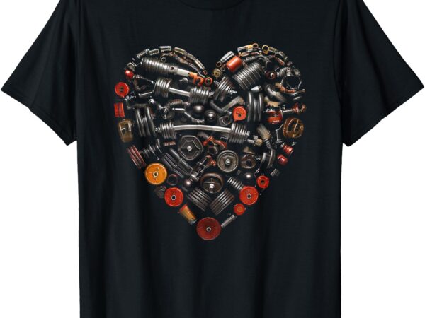 Valentine fitness weights & gym workout heart graphic t-shirt