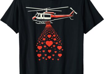 Valentine day Helicopter Dropping Hearts for Love T-Shirt