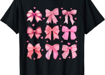 Valentines Day Heart Coquette Bow Valentine Women Girls Kids T-Shirt