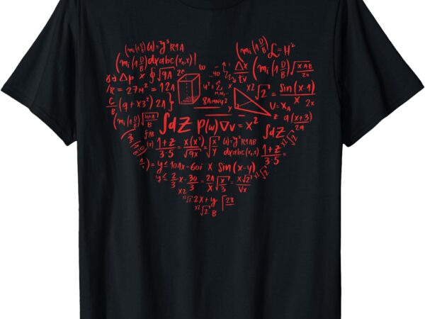 Valentines day math teacher, cute mathematics symbols heart t-shirt