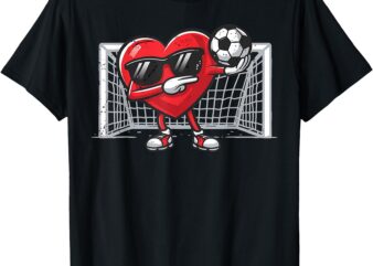 Valentines Day Soccer Heart Dab Soccer Men Boys Kids Teens T-Shirt