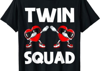 Valentines Day Twin Boys Girls Heart Brother Sister Squad T-Shirt